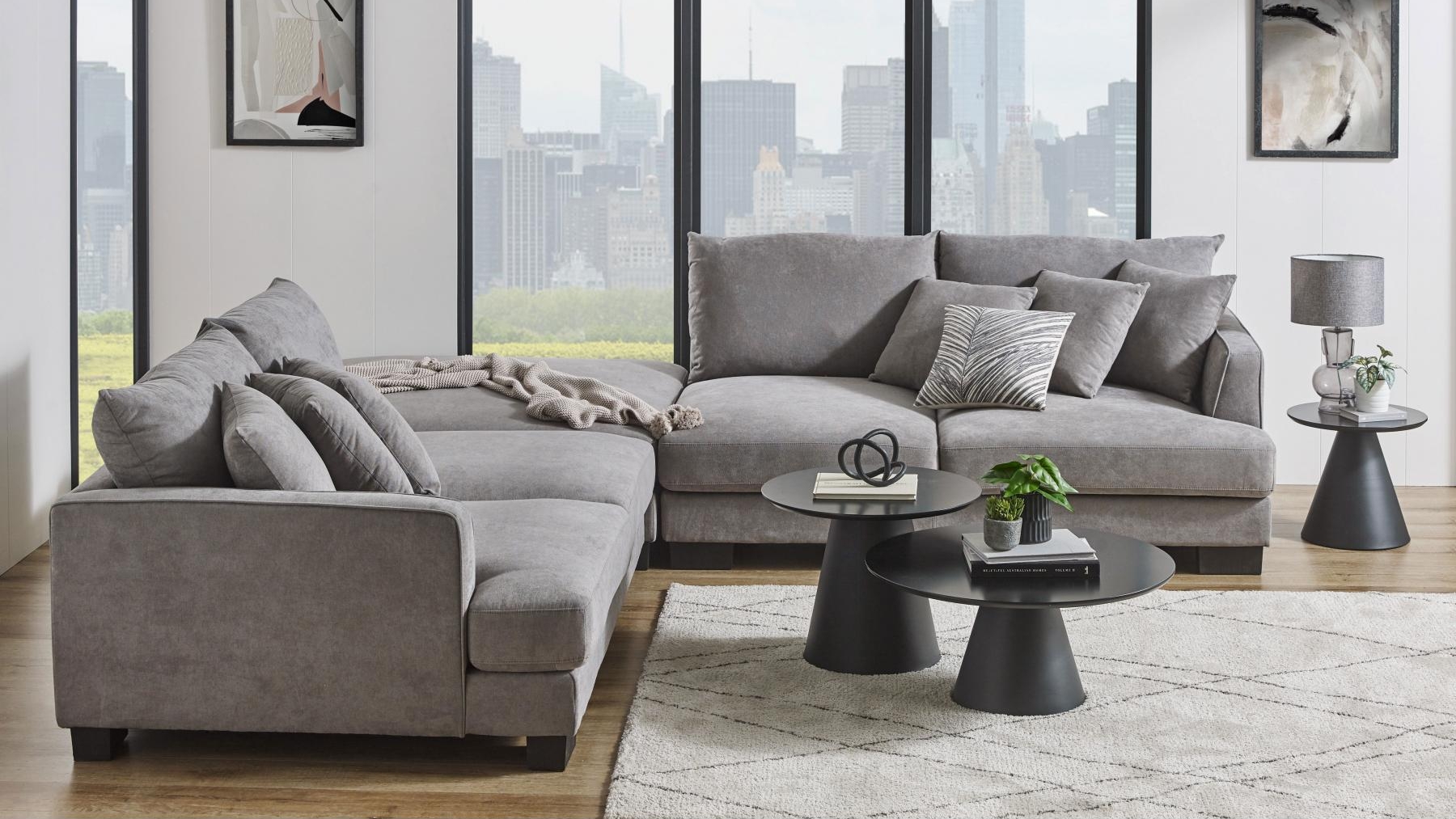 Dayton 4-Seater Fabric Sofa with Ottoman