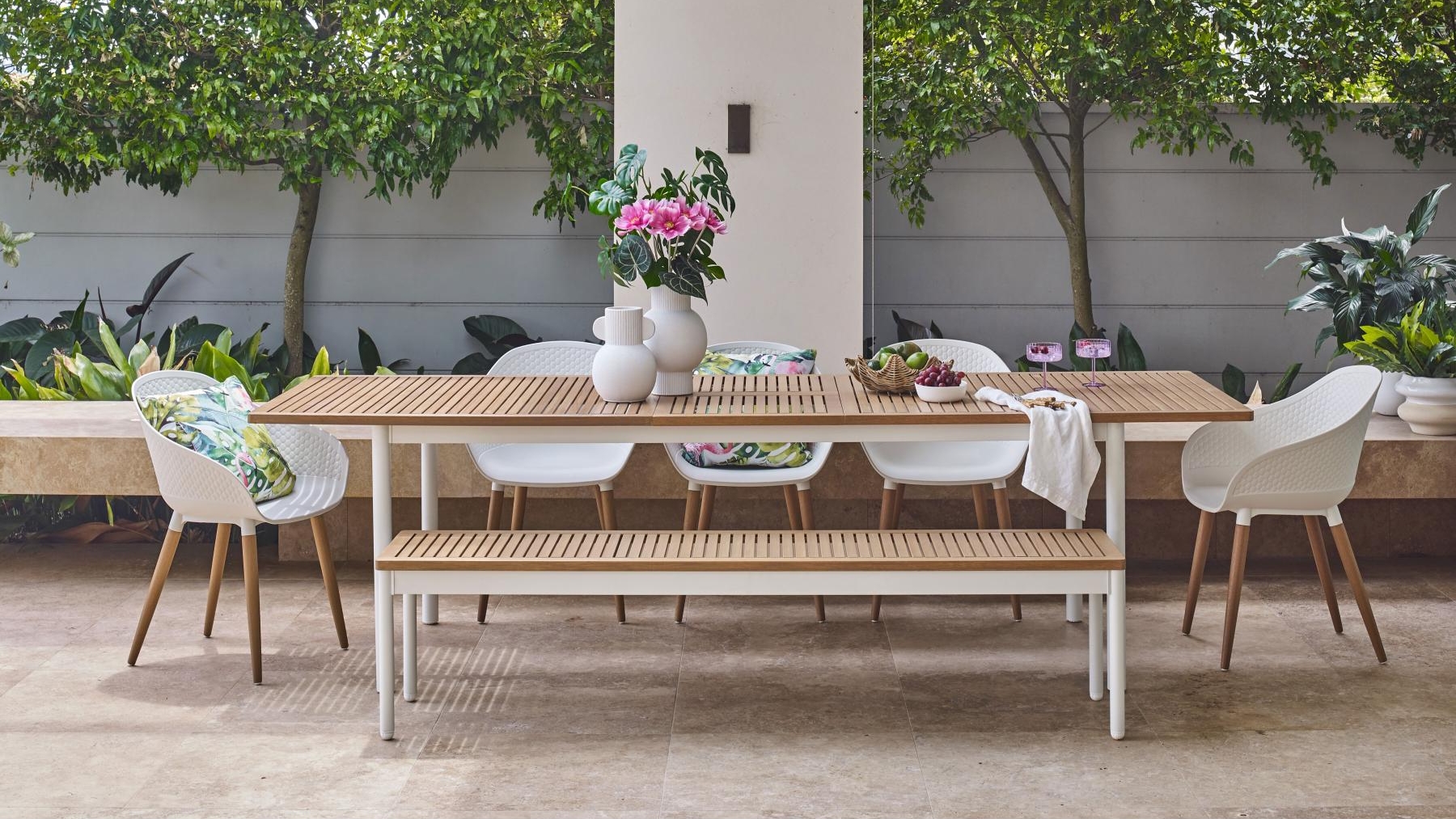 Bendigo 7-Piece Outdoor Extension Dining Setting - White