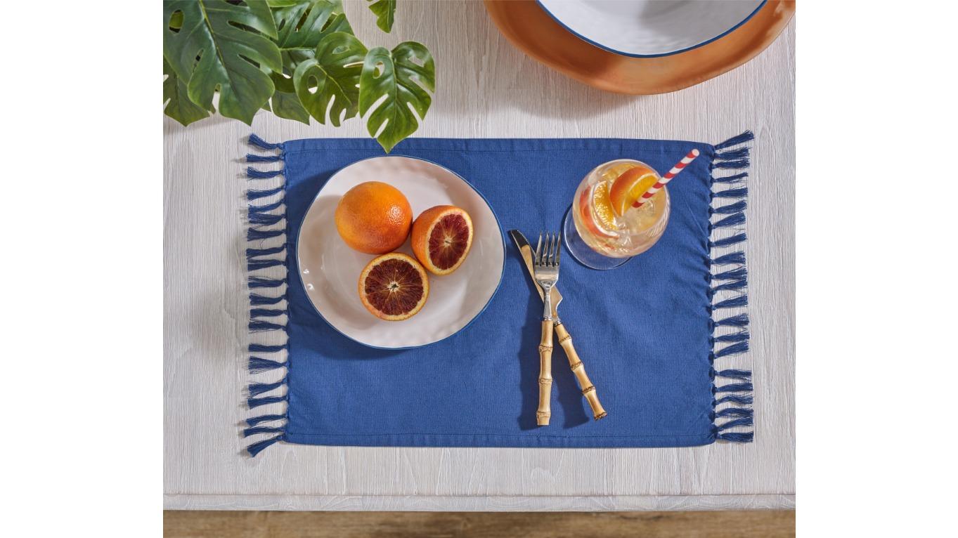 L'Avenue Fringed Blue Placemat