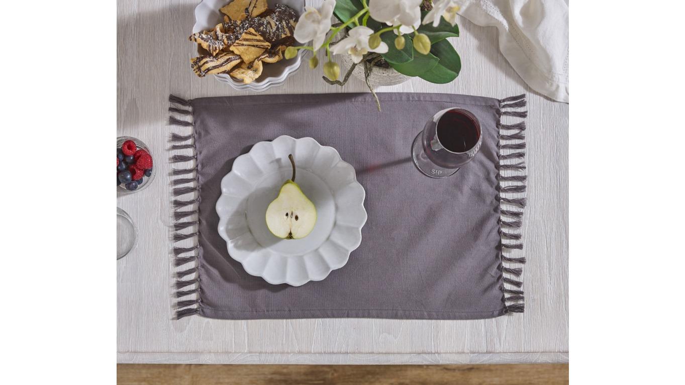 L'Avenue Fringed Charcoal Placemat