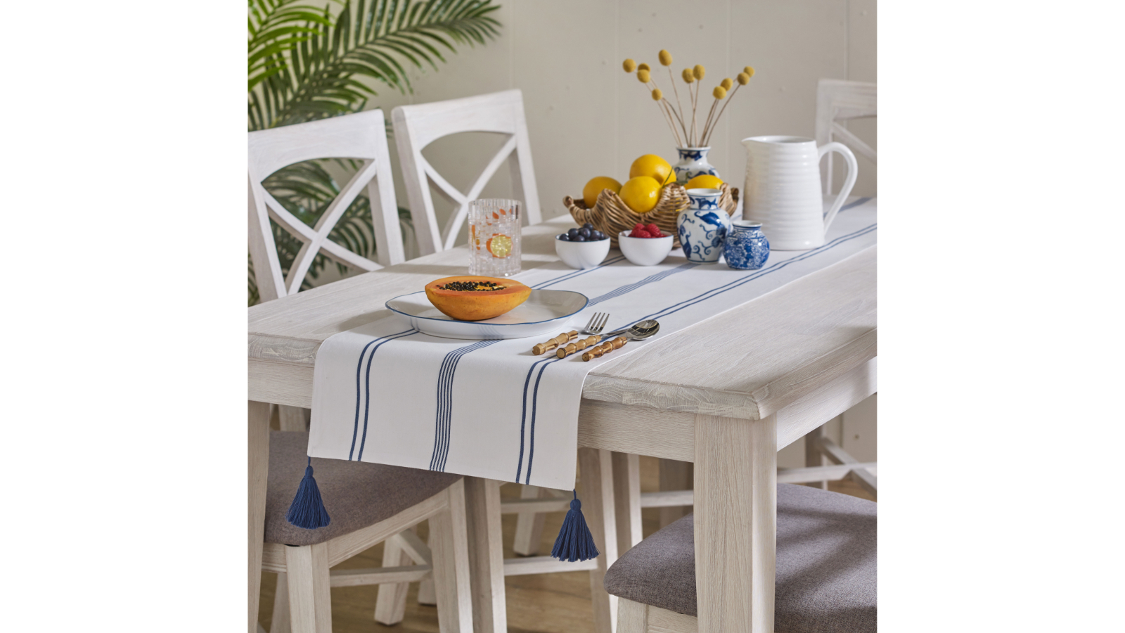 L'Avenue Cancun Navy Table Runner