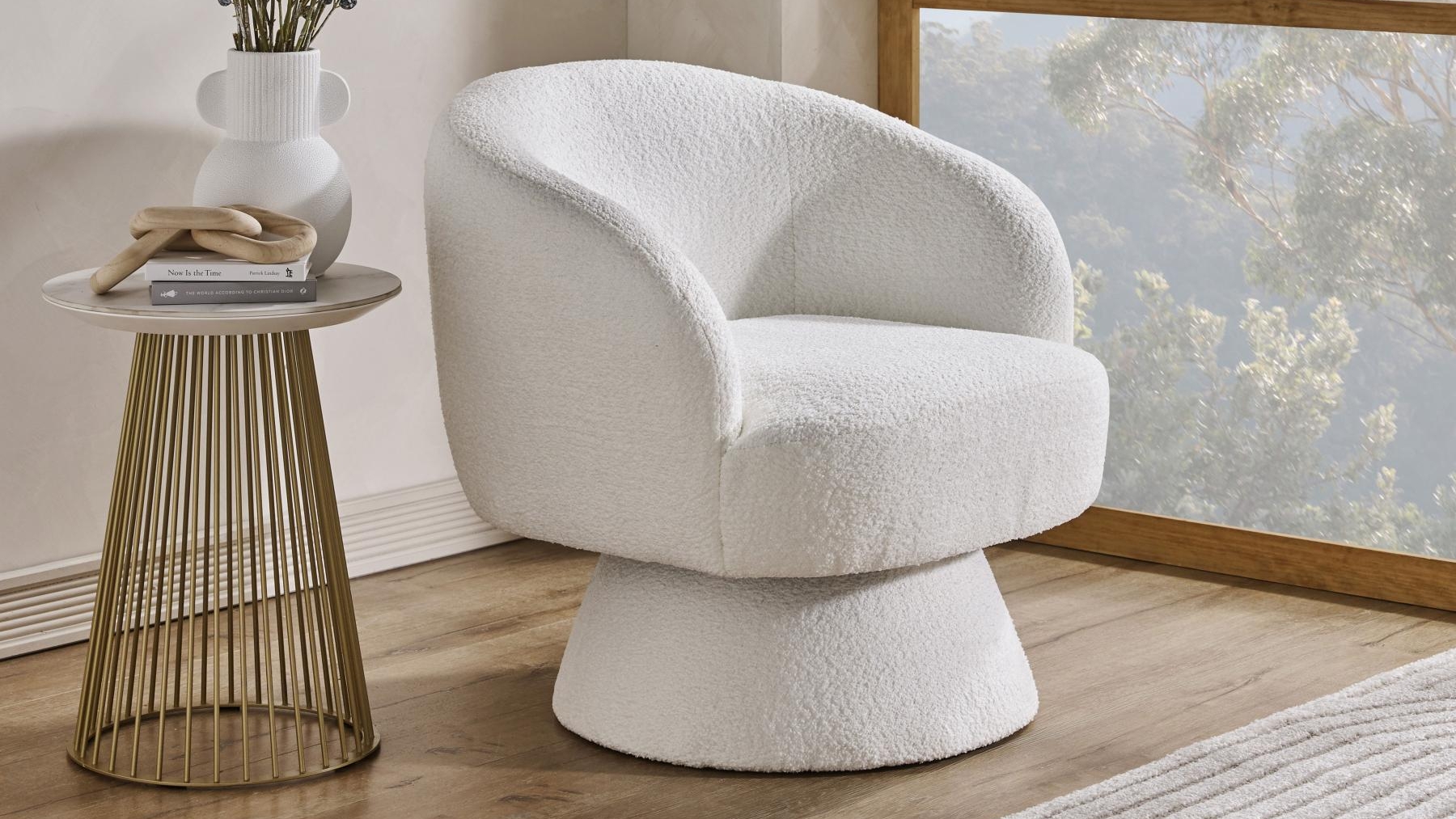 Zuri Swivel Bedroom Chair – White