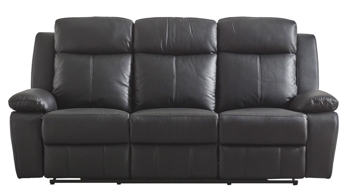 Rozelle 3-Seater Leather Powered Recliner Sofa - Black