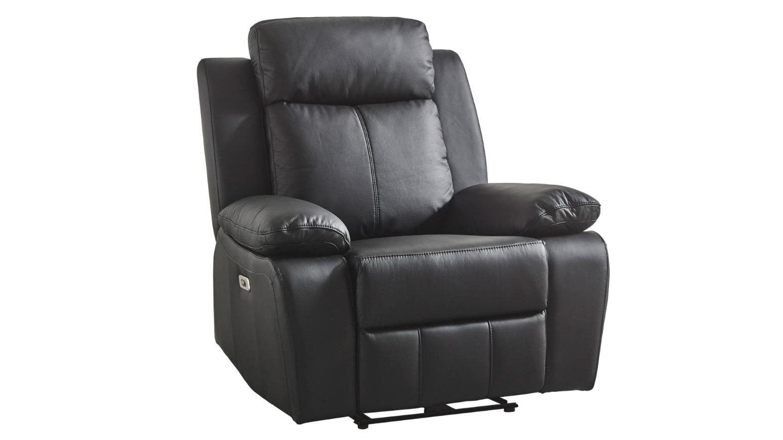 Rozelle Leather Powered Recliner Armchair - Black