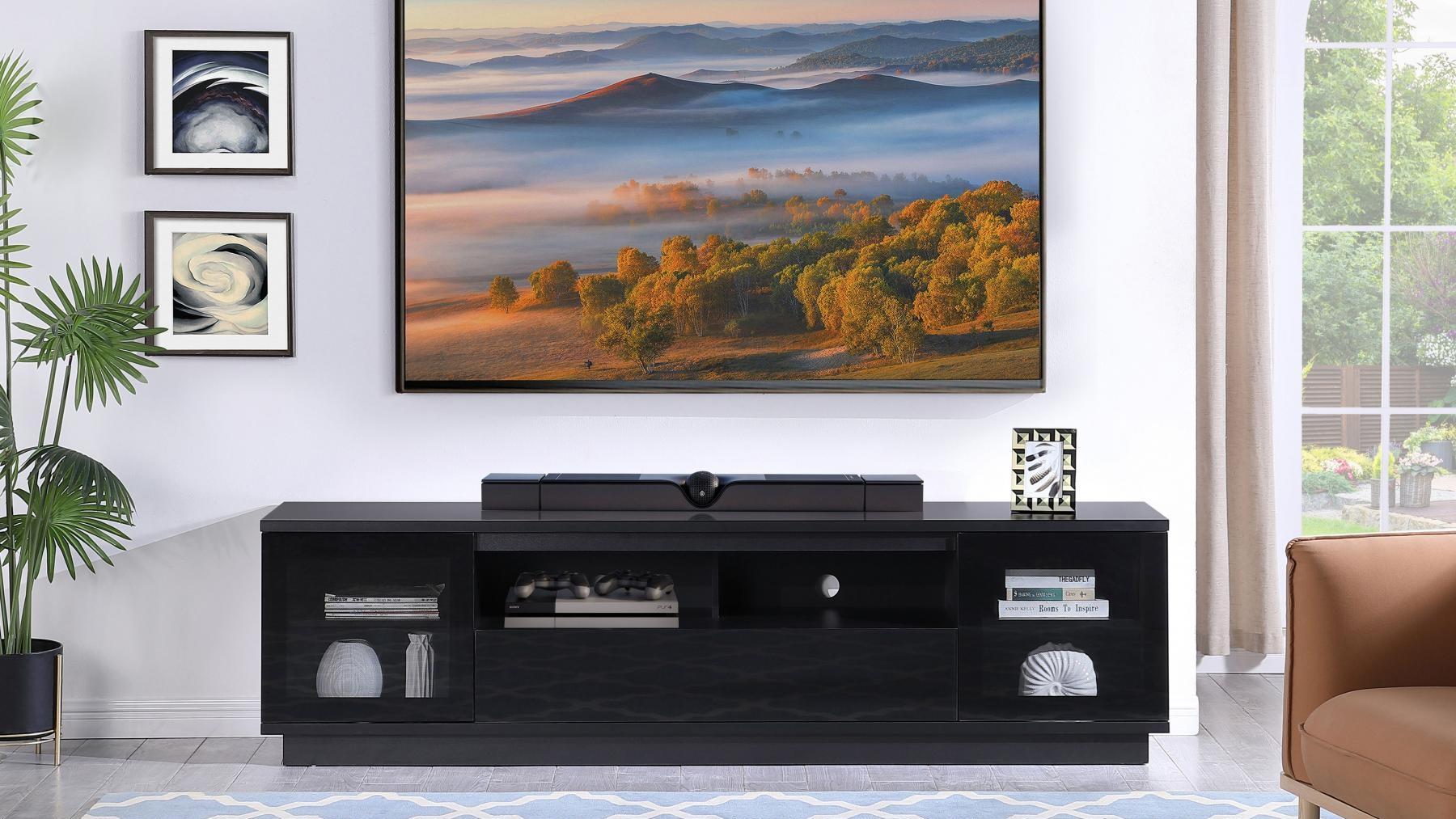 Zaire Black TV Unit - 220cm