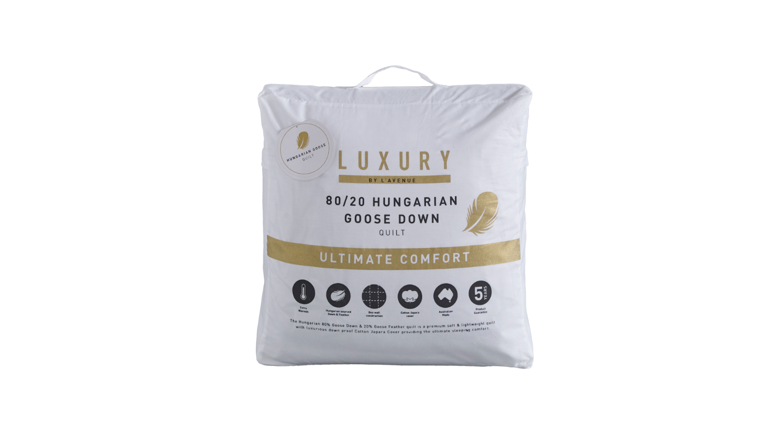 L'Avenue Luxury 80/20 Hungarian Goose Down & Feather Quilt - Single