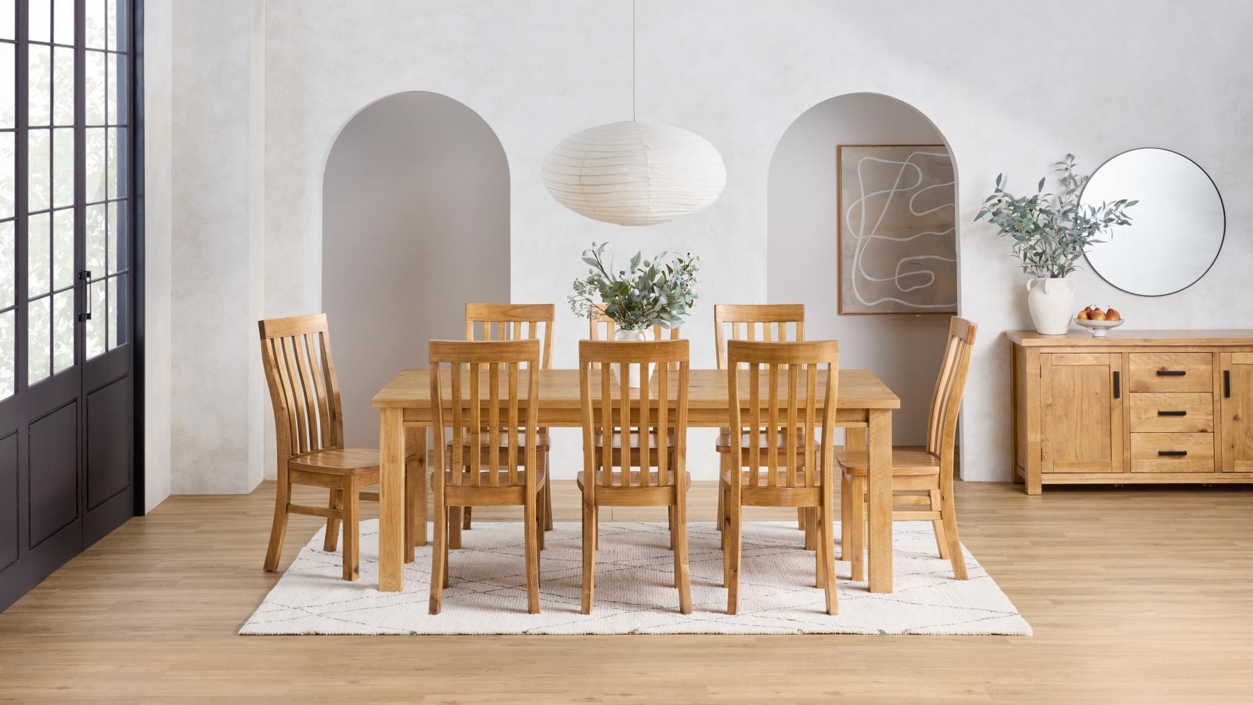 Cobar Light Oak 9-Piece Dining Table Set