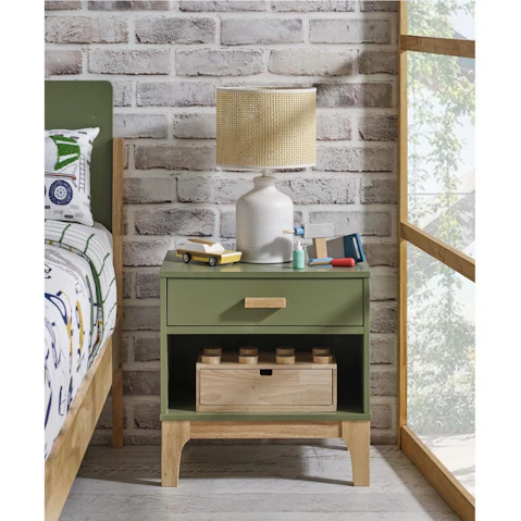 Artie 1-Drawer Bedside Table - Green