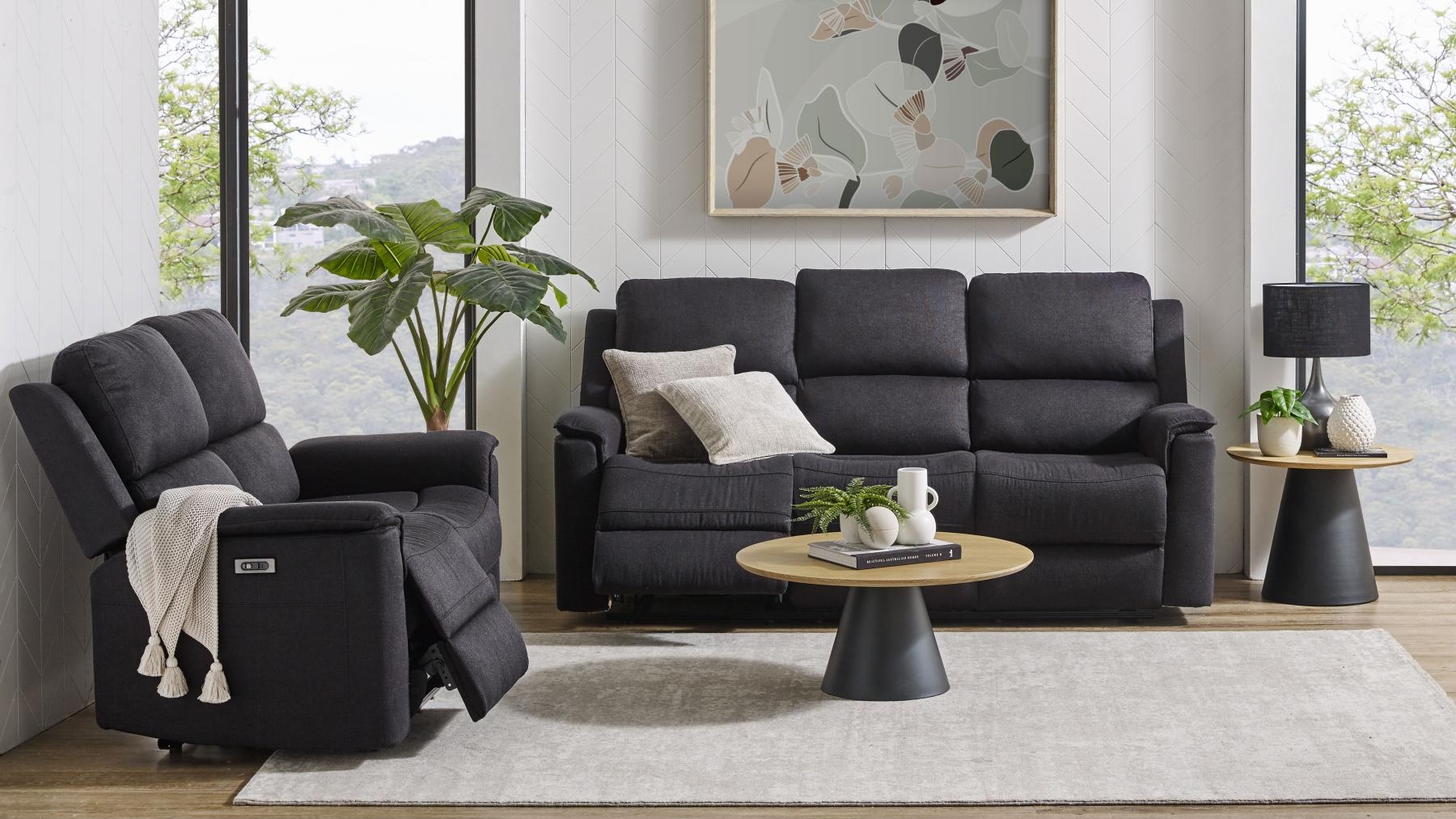 Mercury 2-Piece Fabric Powered Recliner Lounge Suite Harvey Norman