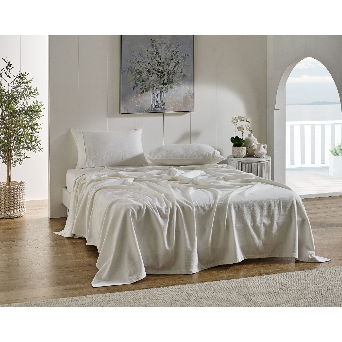 L'Avenue Flannelette Silver Sheet Set - Super King