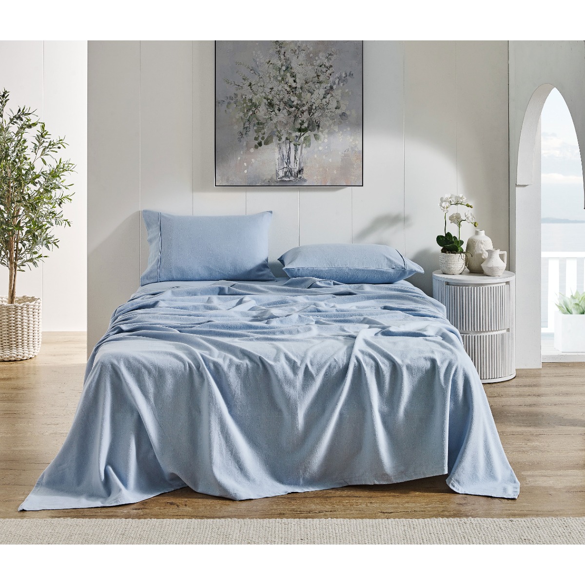 L'Avenue Flannelette Blue Sheet Set - King