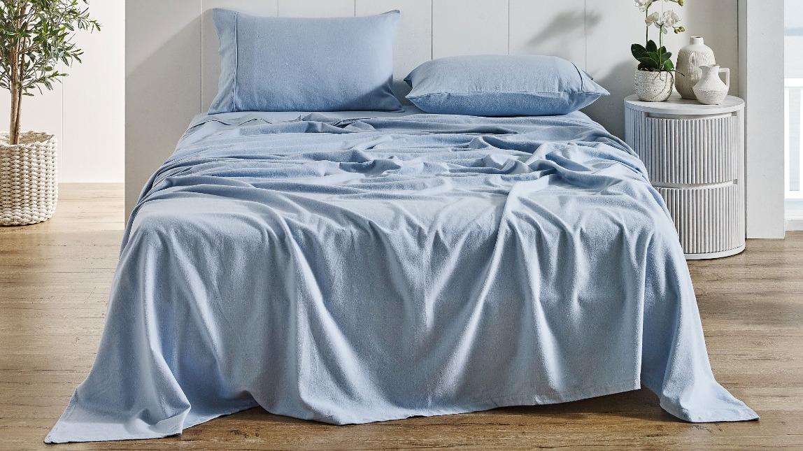 L'Avenue Essential Flannelette Spa Blue Sheet Set - King 