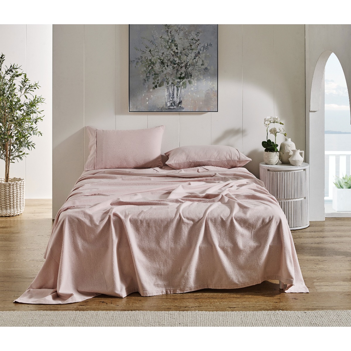 L'Avenue Flannelette Blush Sheet Set - King