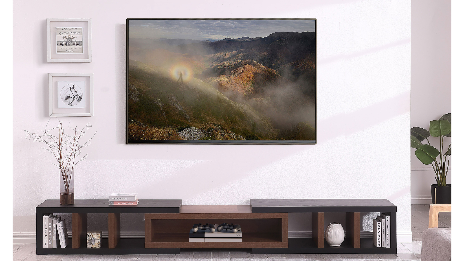 Astro Extendable Lowline TV Unit - Black/Dark Oak