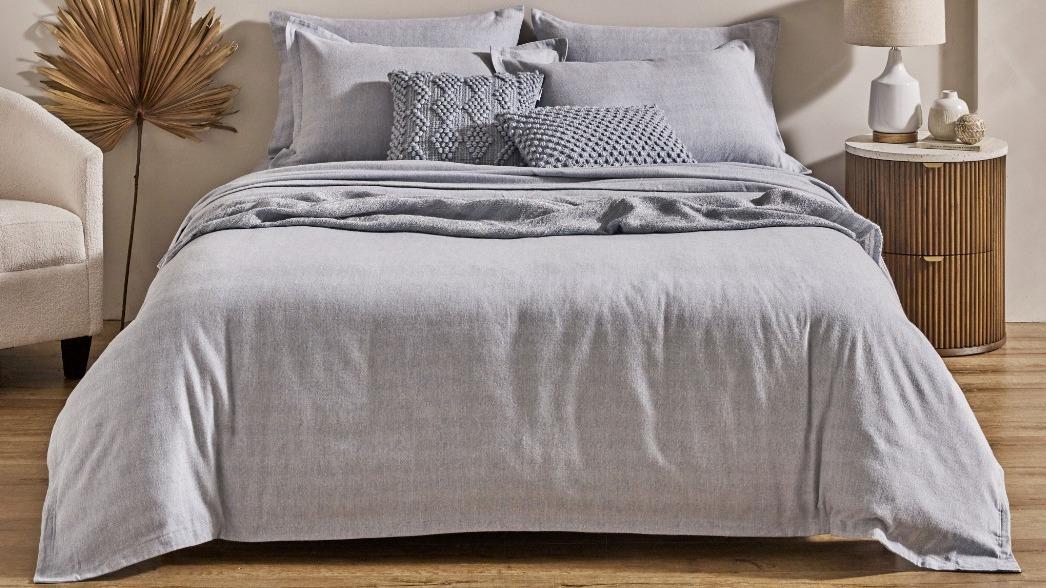 L'Avenue Heather Flannelette Sky Quilt Cover Set - Double