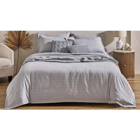 L'Avenue Heather Flannelette Sky Quilt Cover Set - Super King