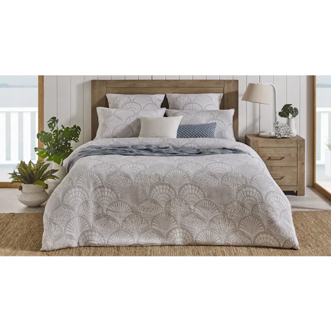 L'Avenue Luxury Shell Beach Silver Quilt Cover Set