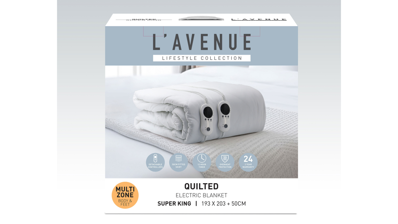L'Avenue Quilted Electric Blanket - Super King