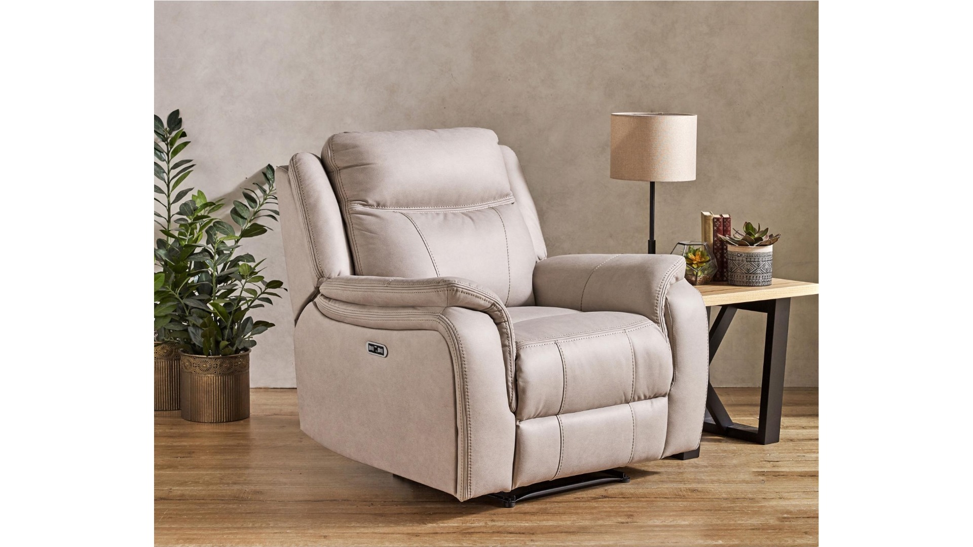 Mason Fabric Powered Recliner Armchair - Haze