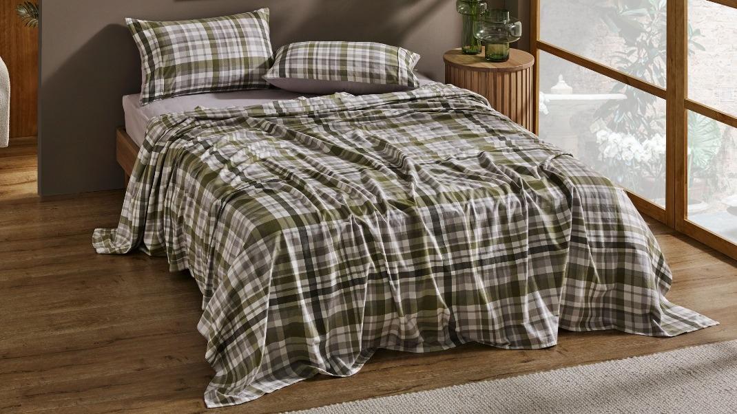 L'Avenue Koby Flannelette Check Sheet Set - Super King