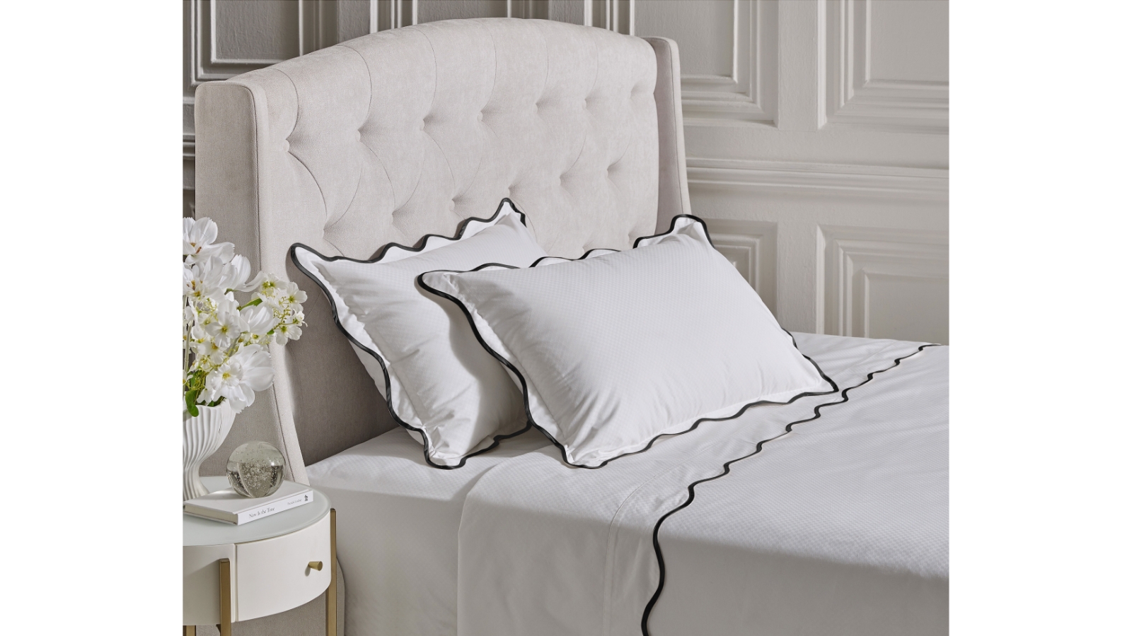 Estelle Scallop Black Sheet Set - Super King