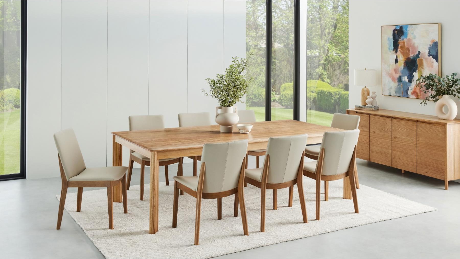Luella 9-Piece Dining Table Set - Wheat PU