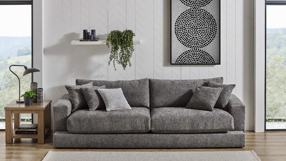 Leroy 4-Seater Fabric Sofa - Liquorice