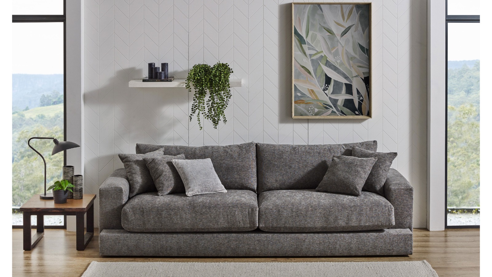 Leroy 4-Seater Fabric Sofa - Liquorice