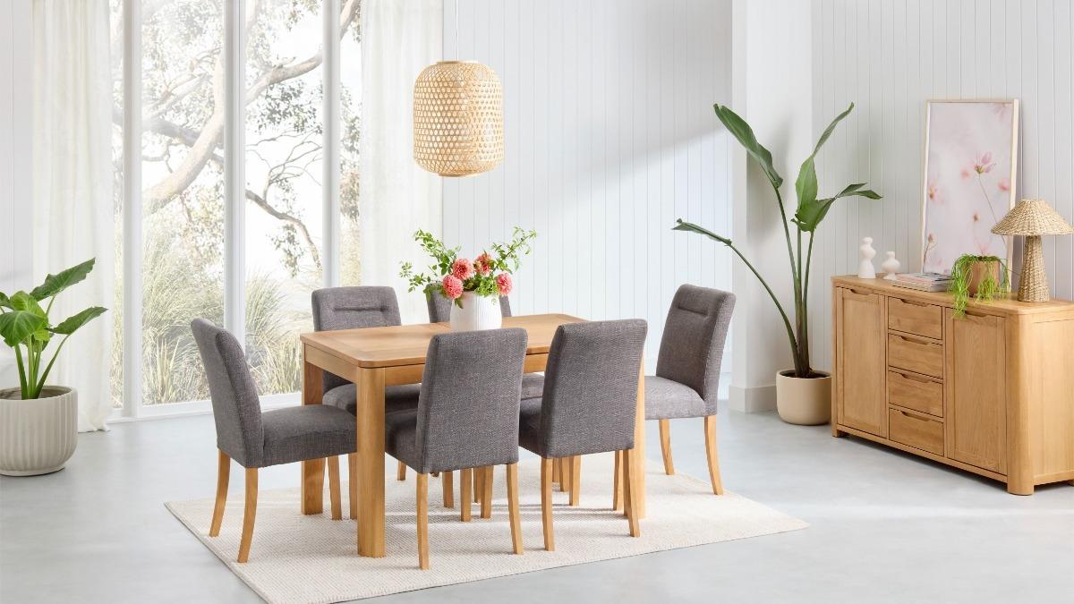 Tahoe 7-Piece 130-180cm Extension Dining Table Set - Onyx Fabric