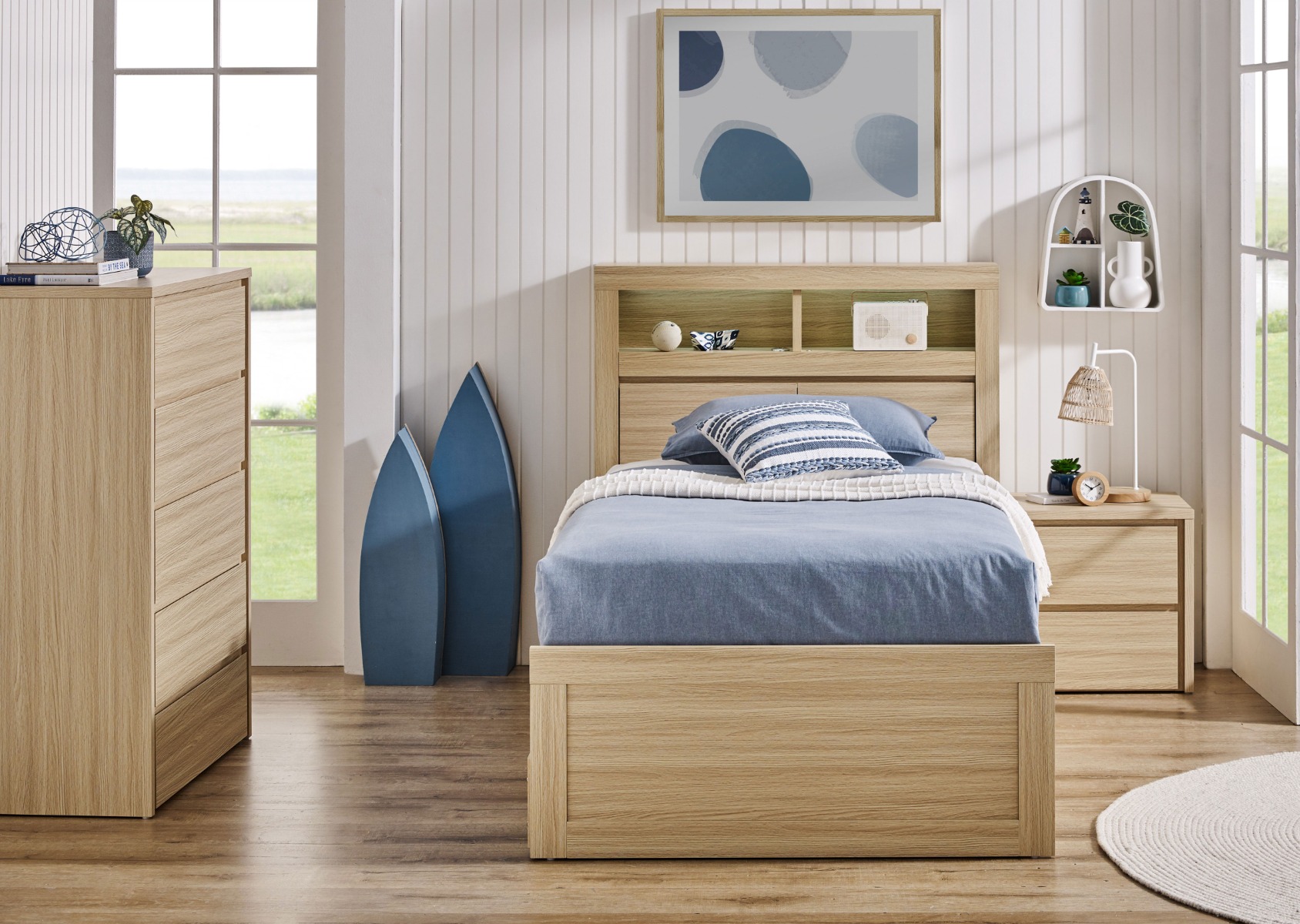 Seashell King Single Alpine Oak Bed