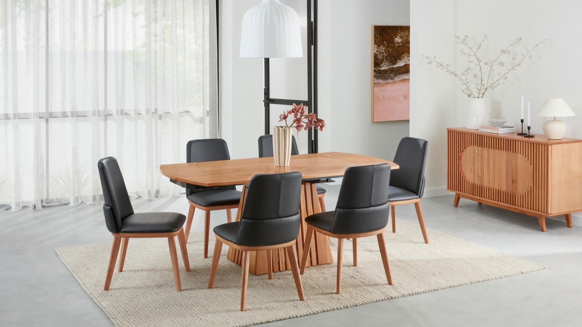 Emerson 7-Piece D-End Extension Dining Table Set - Black