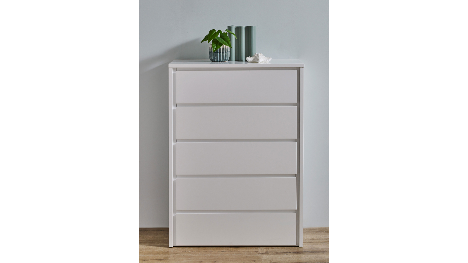 Seashell 5-Drawer Ivory White Tallboy
