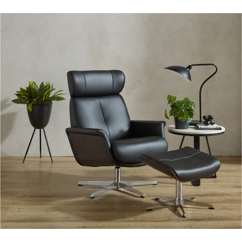 Timothy Leather Recliner Armchair with Footstool