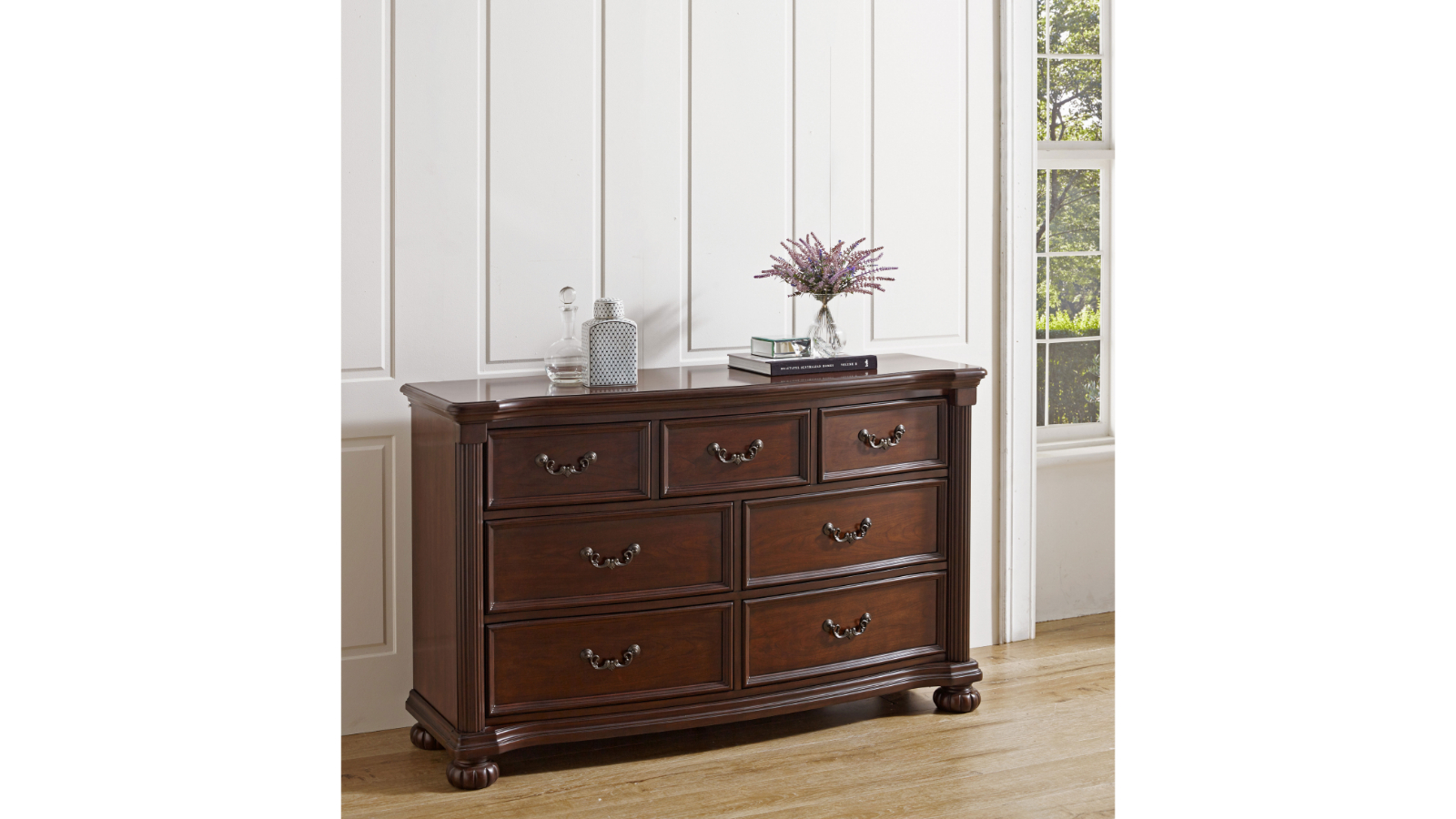 Athena 7-Drawer Cherry Brown Dresser