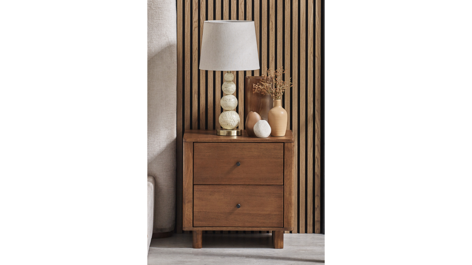Harrison 2-Drawer Walnut Bedside Table