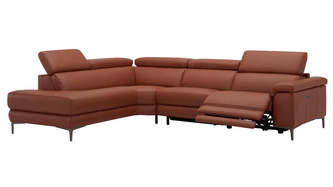 Senna 5-Seater Recliner Sofa with Left-Hand Facing Chaise - Rust