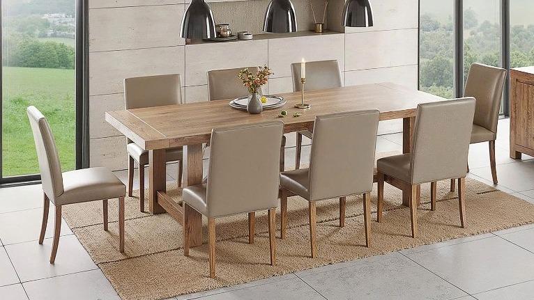 Farmgate 9-Piece Dining Table Set - Almond Fabric