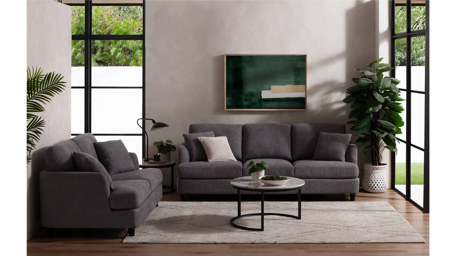 Allegra 2 Piece Fabric Lounge Suite