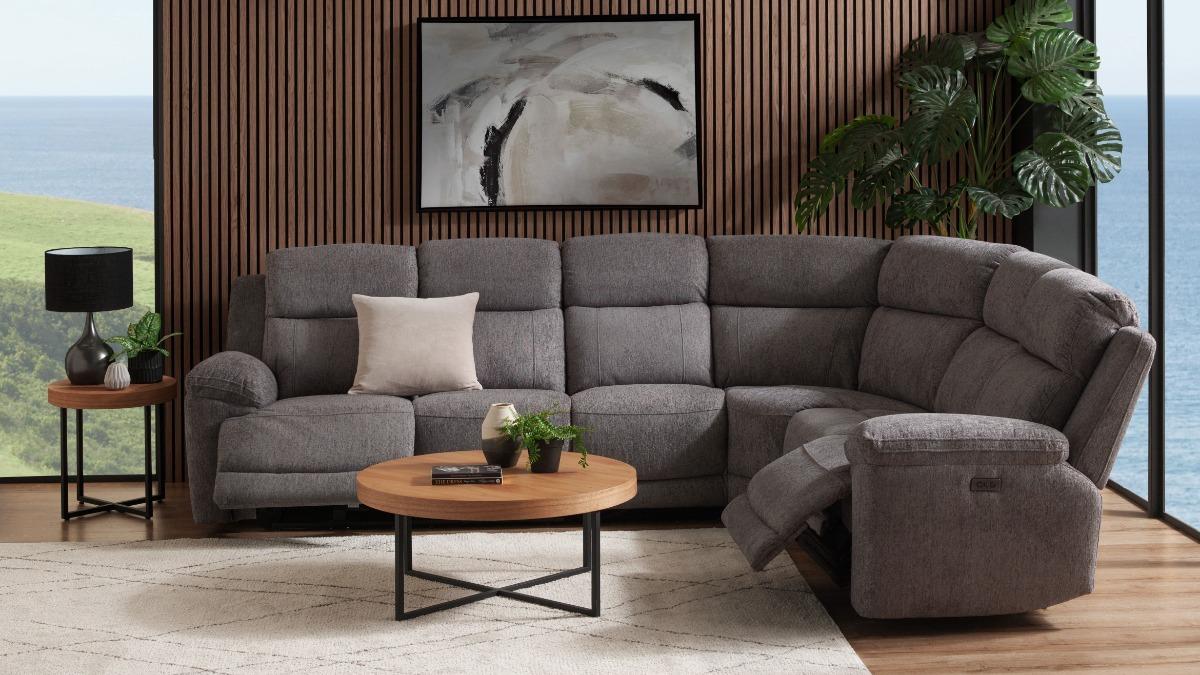 Eathon 6-Seater Powered Modular Recliner Sofa - Charcoal