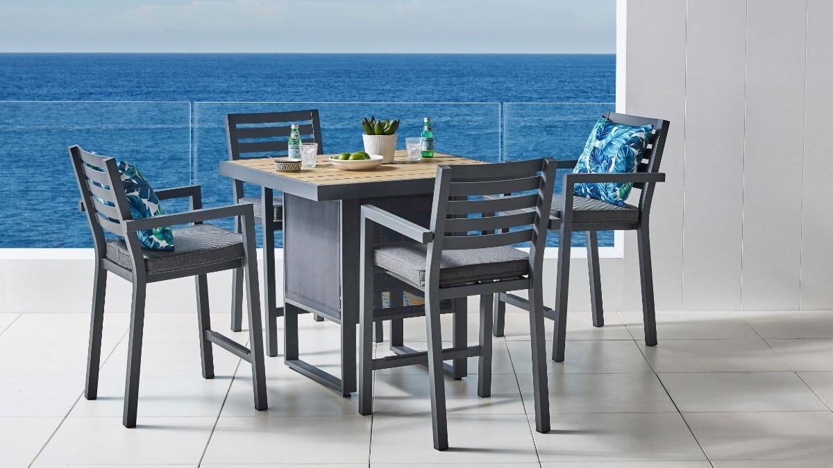 Bella 5-Piece Outdoor Square Bar Setting - Graphite
