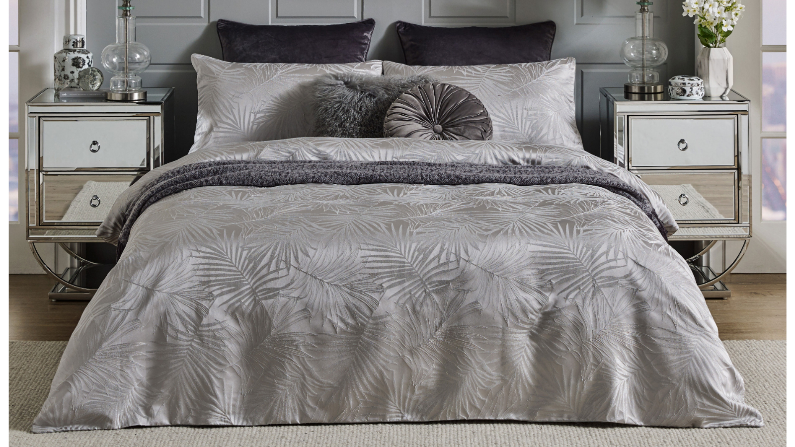 L'Avenue Luxury Isadora Silver Quilt Cover Set - Queen