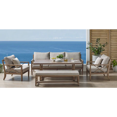 Beach House 5-Piece Outdoor Lounge/Dining Setting - Beige
