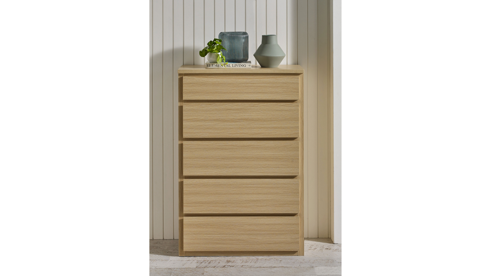 Pianca 4-Drawer Alpine Oak Tallboy with Mirror Box