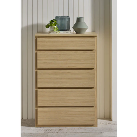 Pianca 4-Drawer Alpine Oak Tallboy with Mirror Box