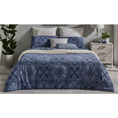 L'Avenue Luxury Beatrice Blue Quilt Cover Set - Queen