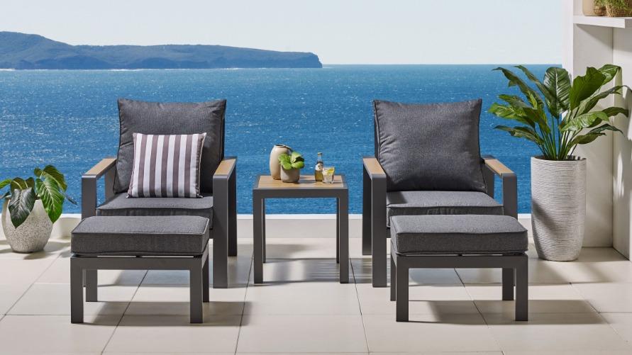 Caracas 5-Piece Outdoor Chat Setting - Charcoal