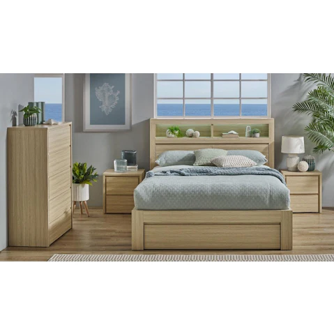 Seashell Side Gas Lift Alpine Oak Bed - King