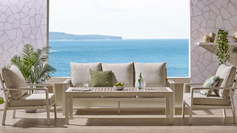 Caracas 4-Piece Outdoor Lounge Setting - Bone White