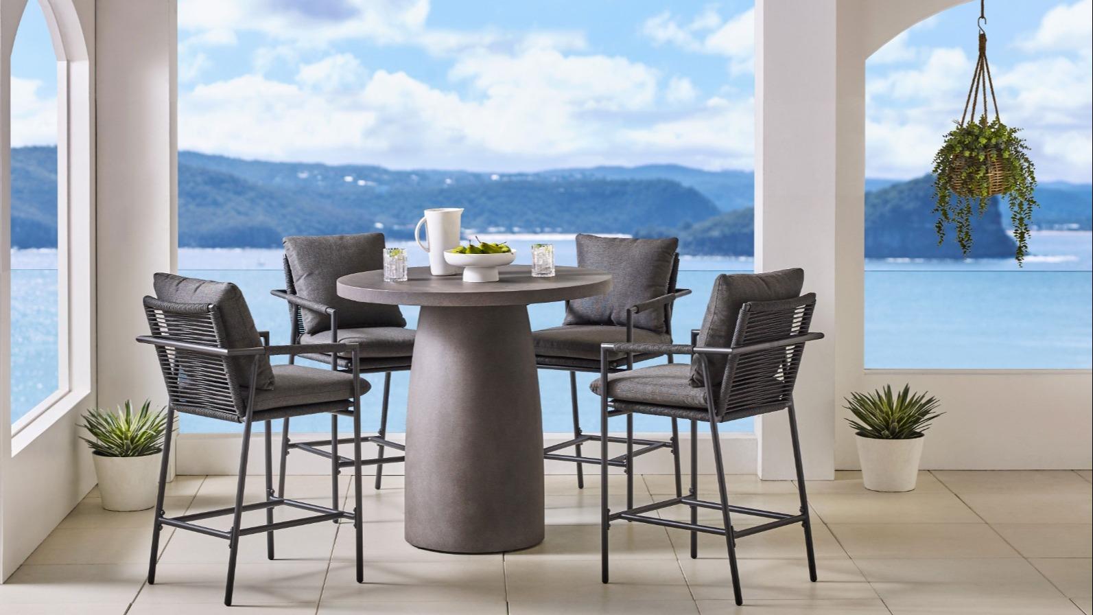 Evia 5-Piece Outdoor Round Bar Setting