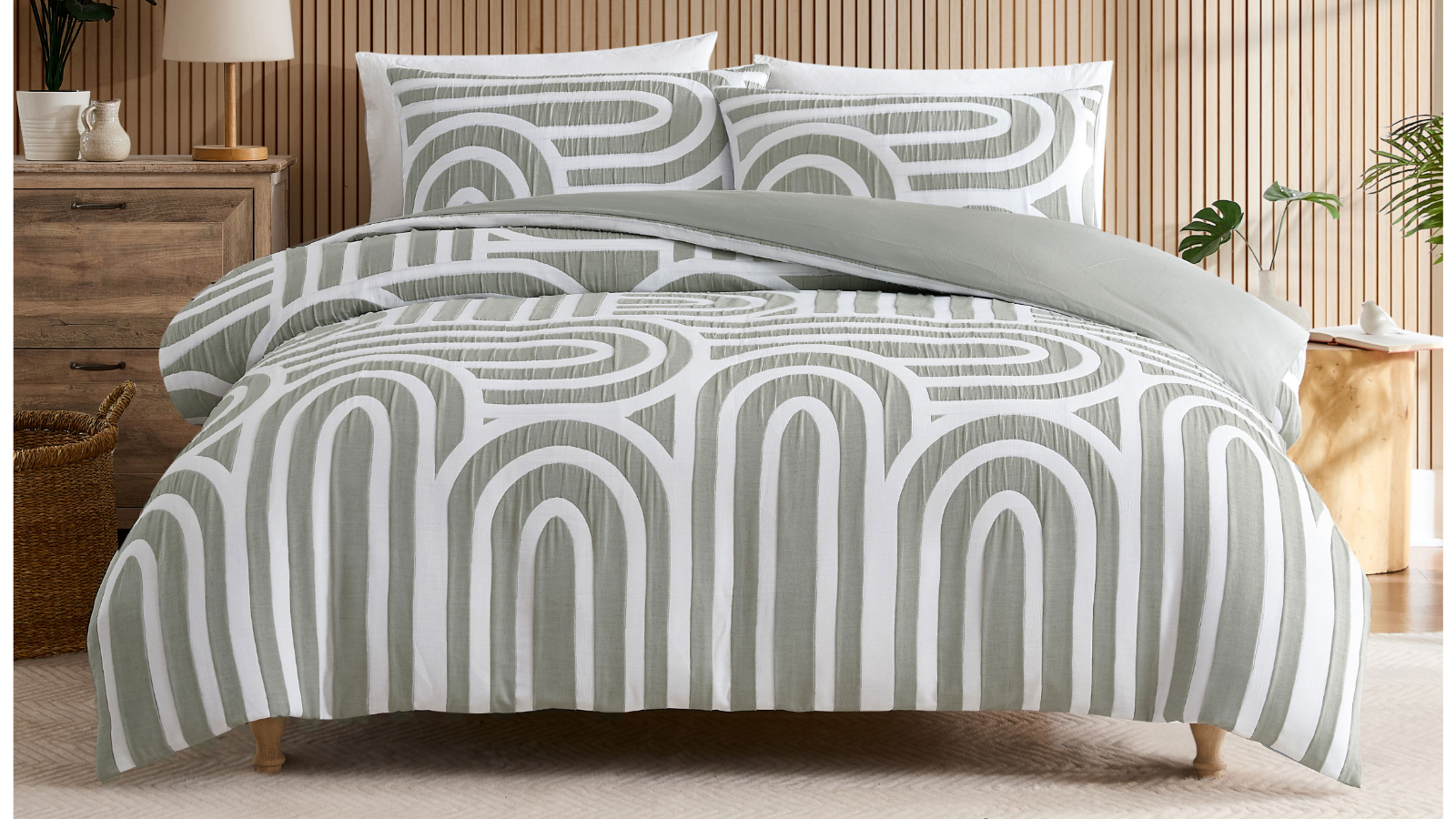 L'Avenue Archie Sage Quilt Cover Set - Queen